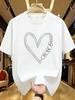 Wds0177heart Pattern Printed Plus Size Unisexs Round Neck Tshirt For Summer Casual Short Sleeved Top Street Fashion Versatile