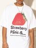 Vintage Strawberry Printed T Shirt High Quality Crew Neck Cotton Short Sleeve T-shirt Summer Men Women Tee Street Sports Tops