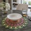 Vintage Embroidery Lace Doily Placemat Mandala Colorful Lace Coaster Table Cloth Round Hollow Table Cup Mat for Kitchen Table