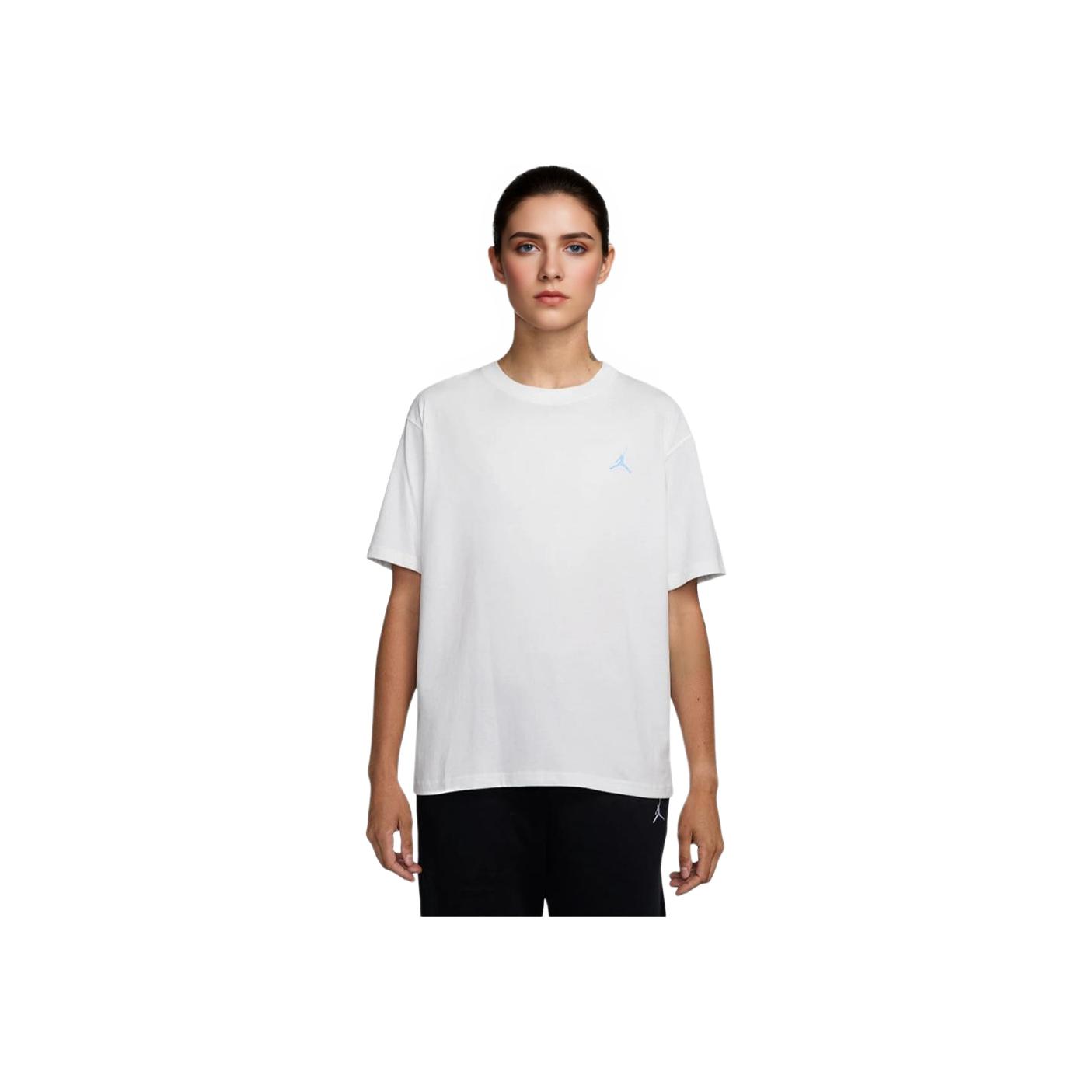 Jordan Logo Pattern Loose Fit Round Neck Short Sleeve T-Shirt Women tops White HJ0188-100 M