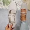 Fashion Flats Female Autumn Casual Flock Buckle Strap Square Toe Mary Jane Shoes for Women Solid Casual Shoes Woman Plus Size