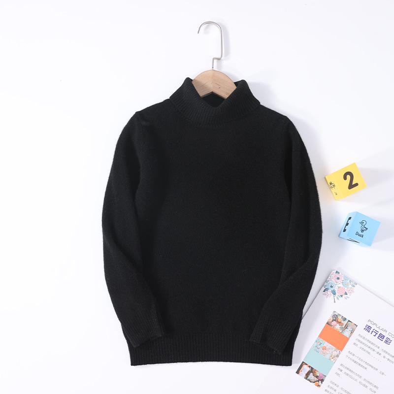 Children's 100% Pure Wool High Turtleneck Sweater - Autumn & Winter Pullover for Boys and Girls