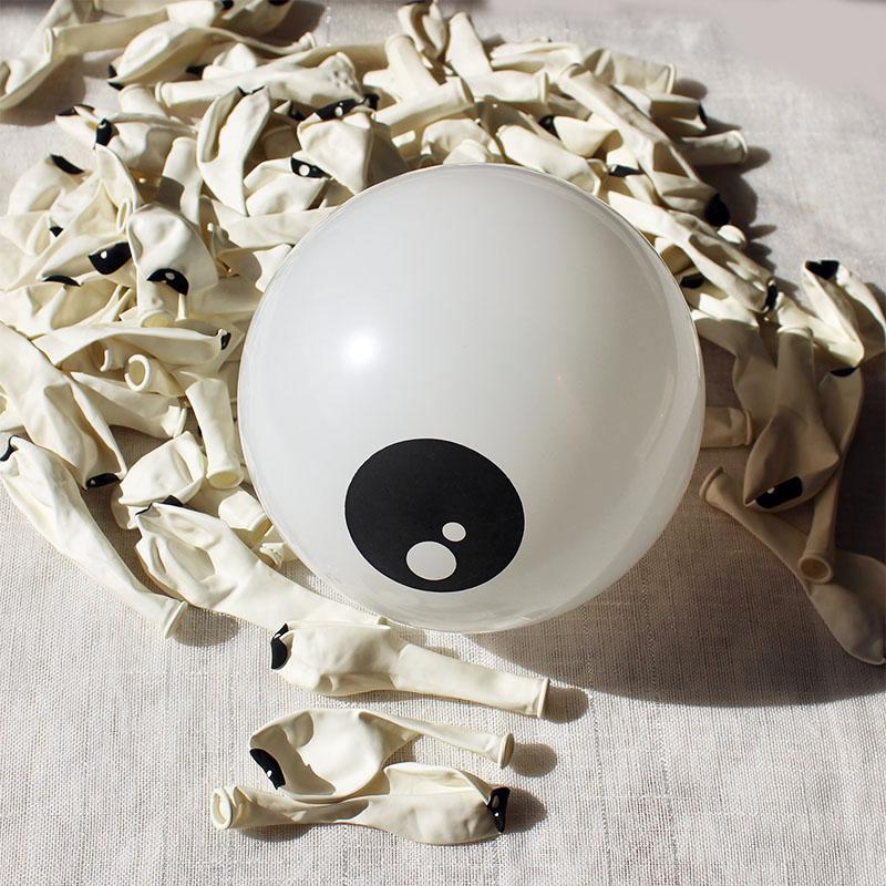 50Pcs Funny Eye Latex Balloon White Black Cartoon Eyes Halloween Eye Balloon Children's Birthday Party Balloons 5inch