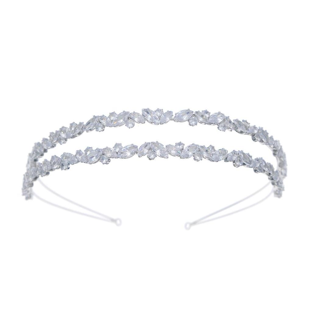 Koreanischer Zirkon Doppellagiges Kristall Brautstirnband: Eleganter High-End Hochzeits- & Abschlussball-Haarschmuck für Frauen