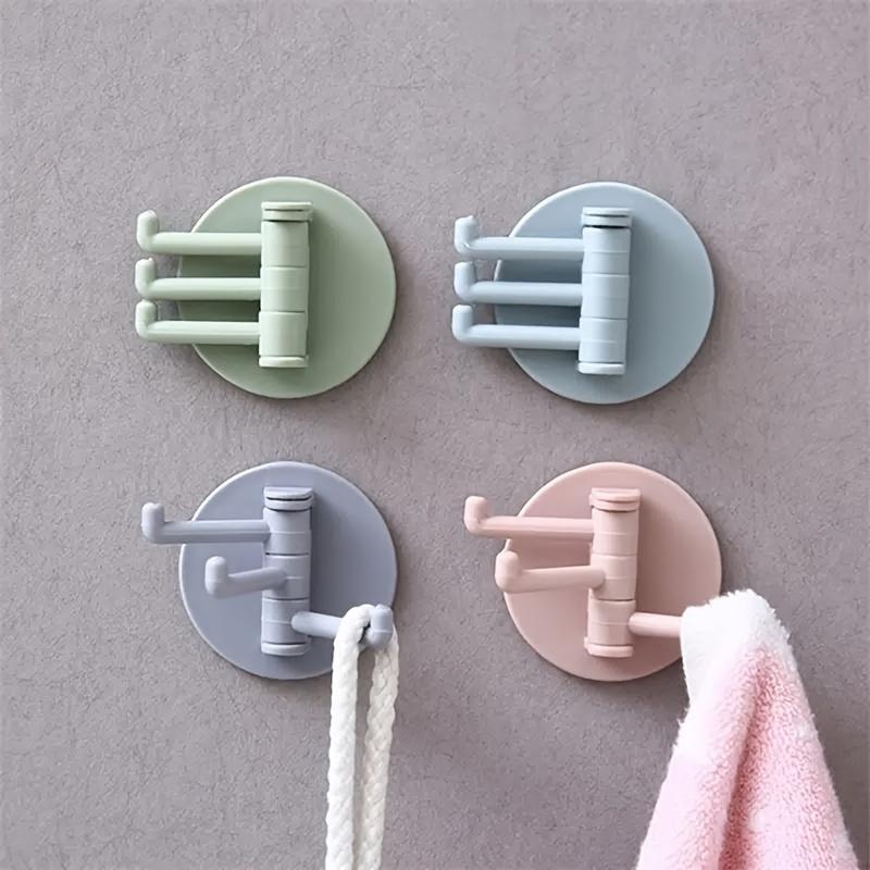 Multi Functional Bathroom Storage Wall Shelf, Rotating Hook, Multiple Hooks, Bathroom, No Punching, Towel Hanging, Adhesive Hook