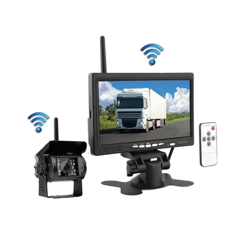 7-inch 2.4G Built-in Wireless Vehicle Display Truck Bus 12V-24V AV Input Backup View Camera Reversing Image Waterproof