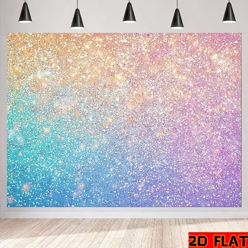 2D Rainbow Glitter Backdrop with Gold, Blue, Pink & Purple Ombre Gradient
