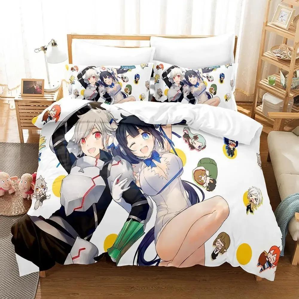 Comfortable Anime Print Bedding Set With Duvet Cover And Pillowcases King Queen Twin Sizes For Adults And Kids