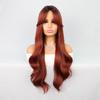 Long Auburn Wigs for Women Synthetic Curly Wig with Free Side Bangs Long Curly Wig for White Woman Drag Queen Costume Cosplay
