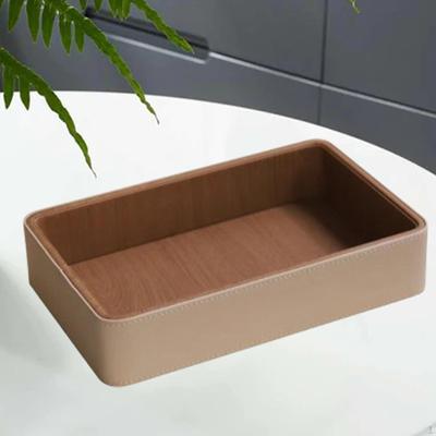 Bandeja de armazenamento de couro PU para chaves de joias 25x16x5cm Organizador de mesa para armazenar itens pequenos
