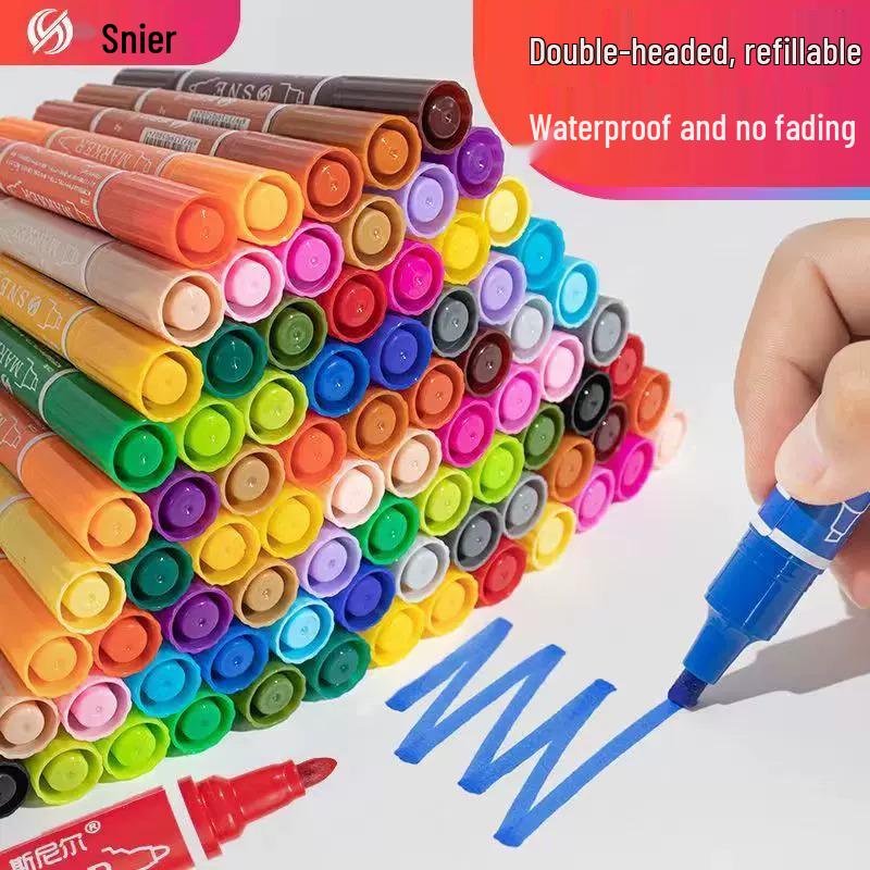 Snell 40-Color Double-Ended Oil-Based Marker Set for Children's Art and Professional Painting