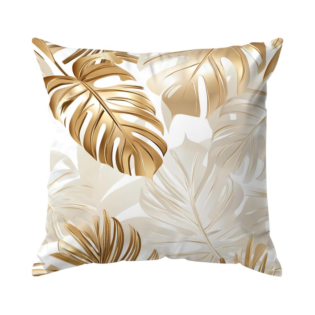 Goldene Blätter Kissenbezug Bedrucktes Polyester 40/45/50cm Zierkissenbezug Dekorative Sofakissenbezug Heimdekoration Peach skin 18*18(CM)-1Pcs