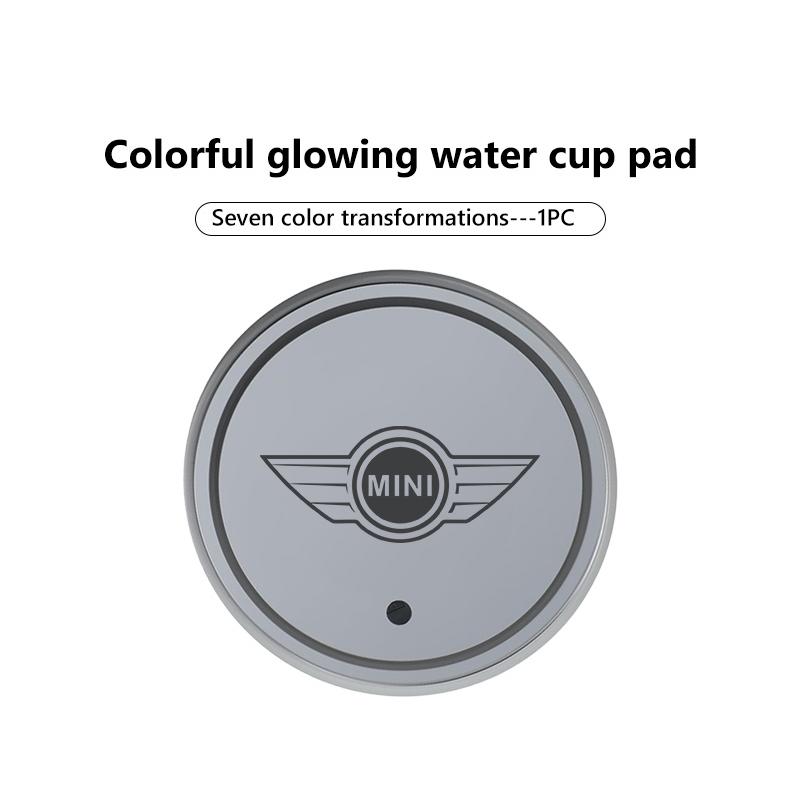 For MINI Car Cup Holder Bottom Pad 7 Color Luminous LED Coaster Cooper One S JCW Countryman R56 R50 R53 R55 F56 F55