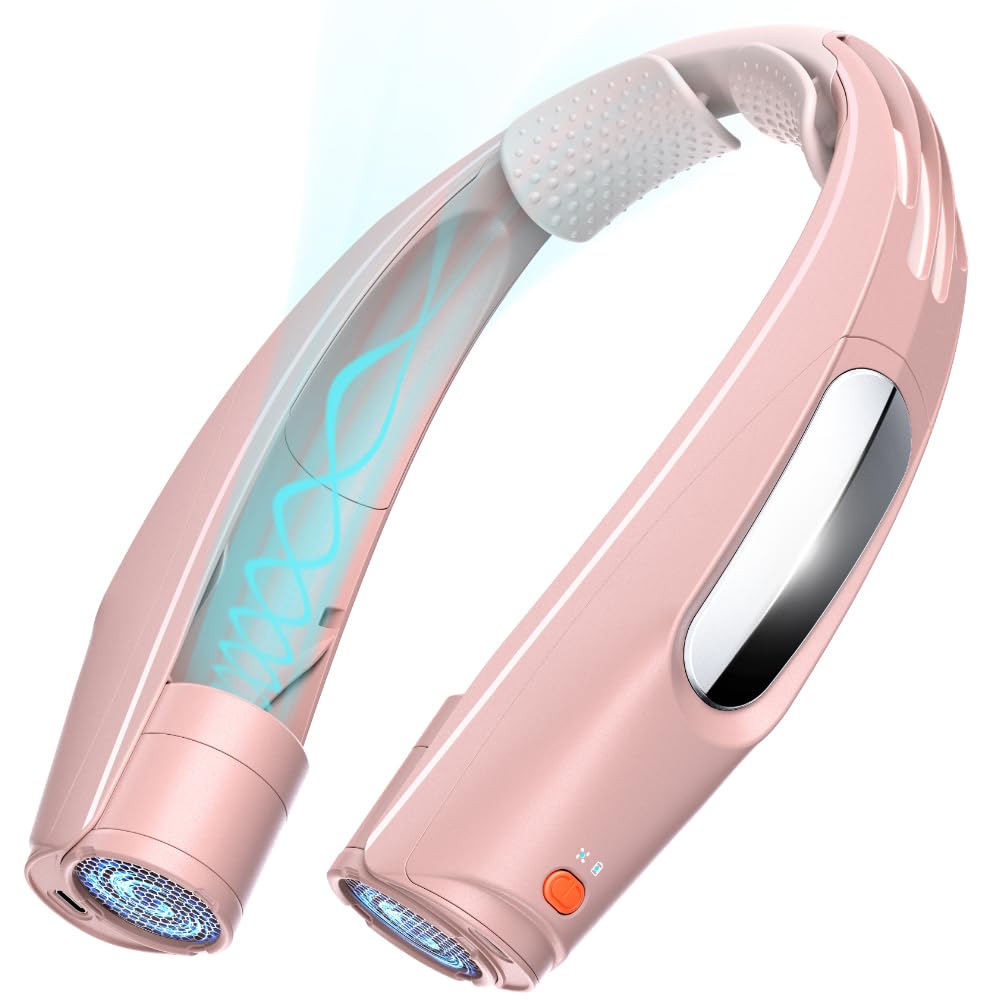 

Neck Fan with 6 Wind Speed Super Strong Up to 20 Hours of Portable Fan with 6000mAh Large Ideal for Warehouse Mountain Construction Farm and Other рожевий