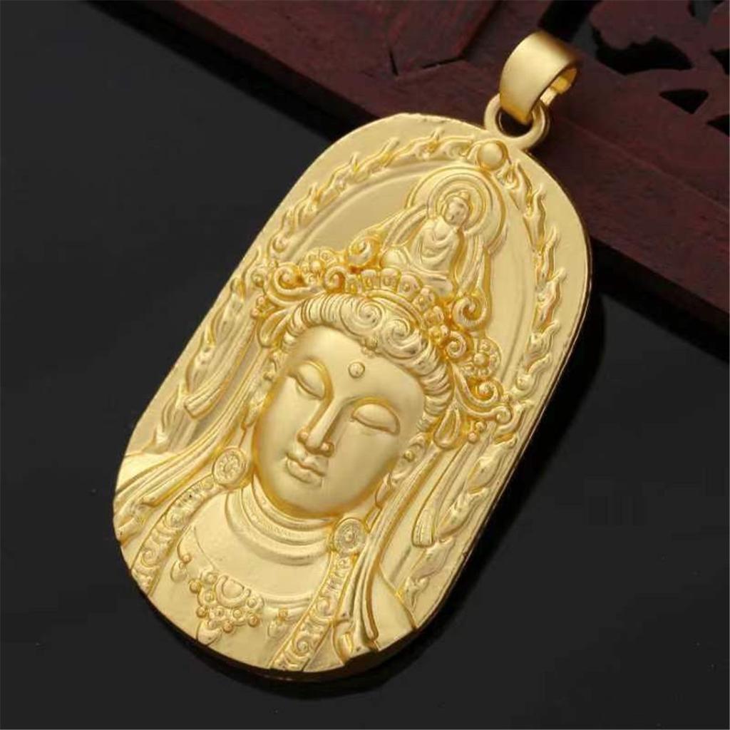 Big Leak Genuine Pure Gold Plated Guanyin Pendant for Men and Women's To Attract Wealth This Rich Forever Safe Pendant for Gifts