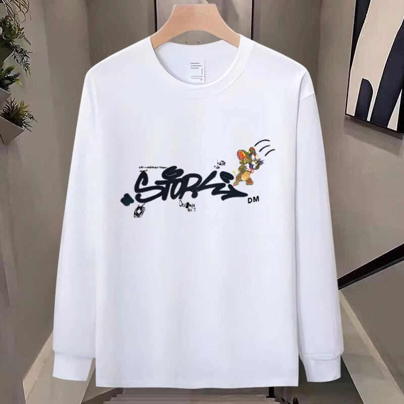 Heavy Trendy Brand Cotton T-Shirt Long-Sleeved Men'S Bottoming Shirt Trendy Autumn And Winter Men'S And Women'S Crew Neck Sweater