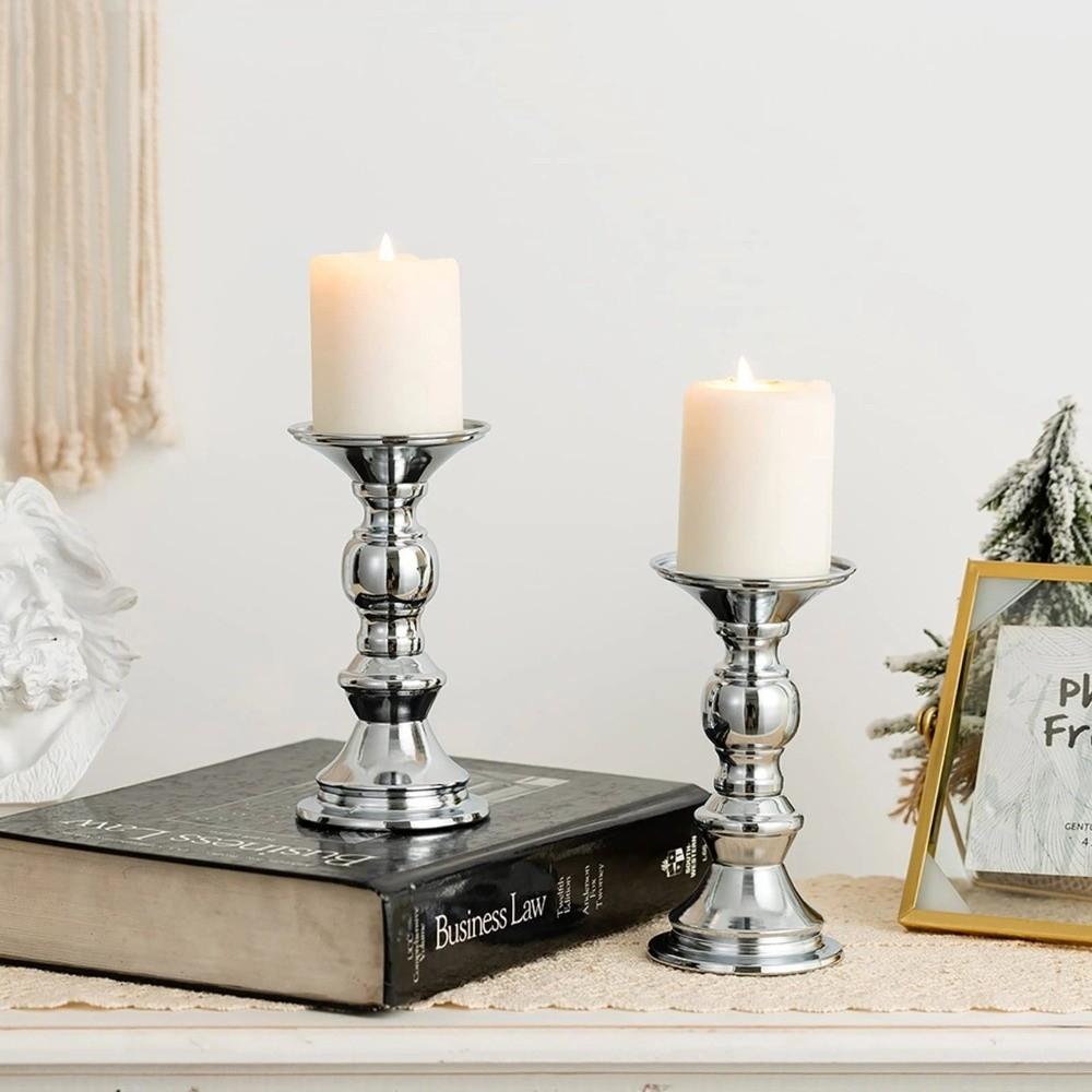 1/2Pcs Pillar Tabletop Candle Holders Vintage Elegant Metal Candlestick Holder Wedding Centerpieces Decoration
