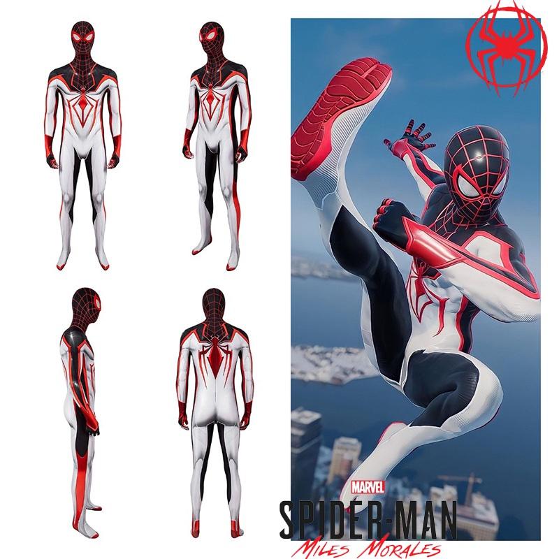 Spider-man Ps5 Miles Morales T.r.a.c.k. Costume da Cosplay Bianco per Adulti