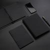 Minimalist Black A5 PU Leather Loose-Leaf Notebook with Black Card Paper Inner Pages