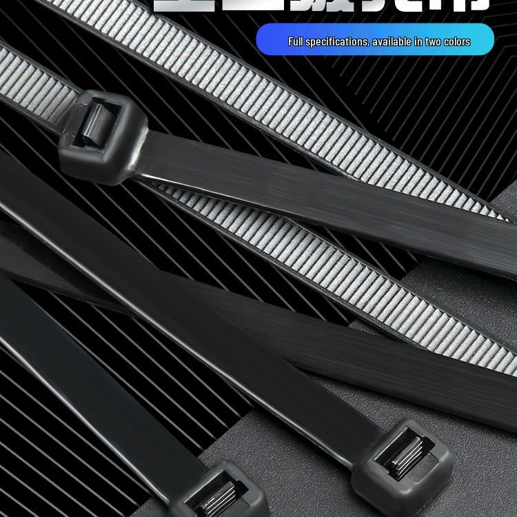 Nylon Self-Locking Cable Ties, 4*200mm, Strong Tensile Strength, Black and White, Plastic Bundling Straps