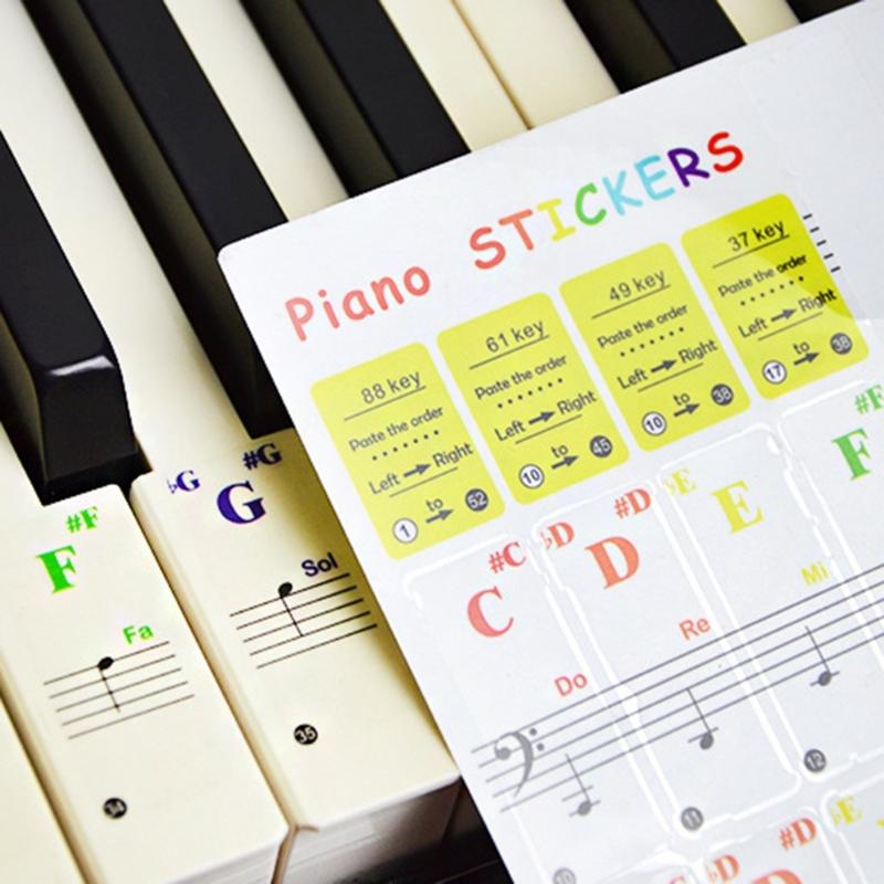 Transparent & Removable Piano Sticker, Electronic Piano Keyboard Notes Stickers