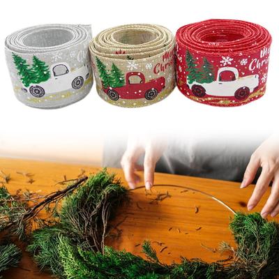 3Pcs Christmas Ribbon 2 Inch Wide Elegant with Wire for Gift Wrapping Home Decor Crafts