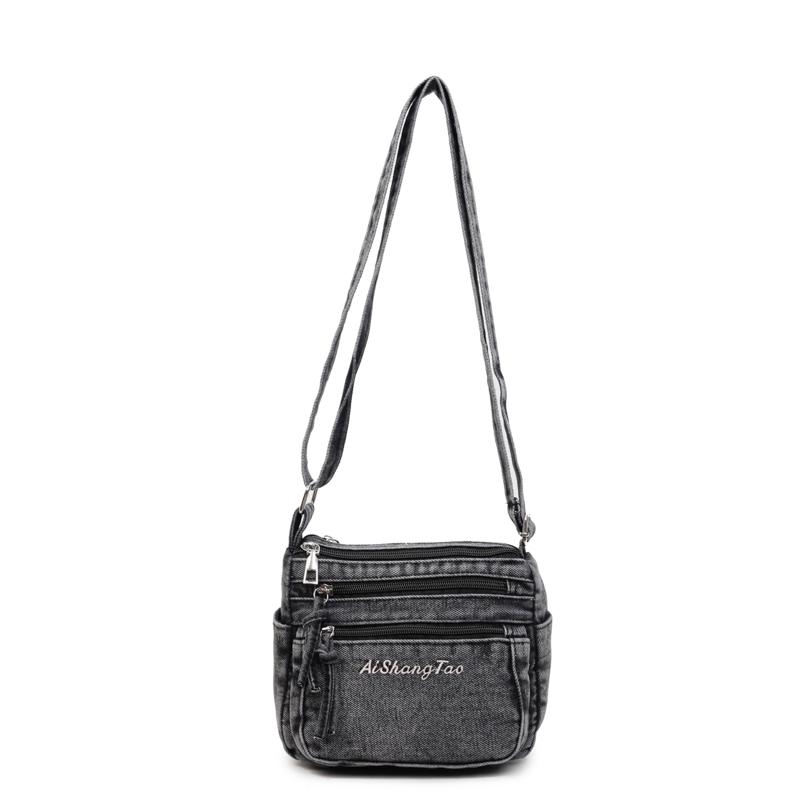 Denim Bag Women's Multi-Layer Crossbody Bag Mobile Phone Bag Shoulder Small Square Bag