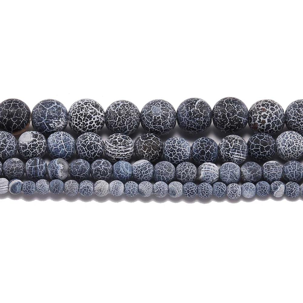 

1strand/lot 4 6 8 10 12 mm Weathering Natural Stone Frost Crab Agates Round Spacer Bead For Jewelry Making DIY Necklace Bracelet 4mm X 92Pcs