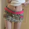 Damen Sommer Denim Minirock mit niedrigem Bund - Hüftbetontes Hot Girl Design