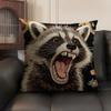 2D Scream Animals Retro Cushion Cover Natural Linen Organic Fabric Double-Sided Printing Sofa Home Decor Gift Pillow Case