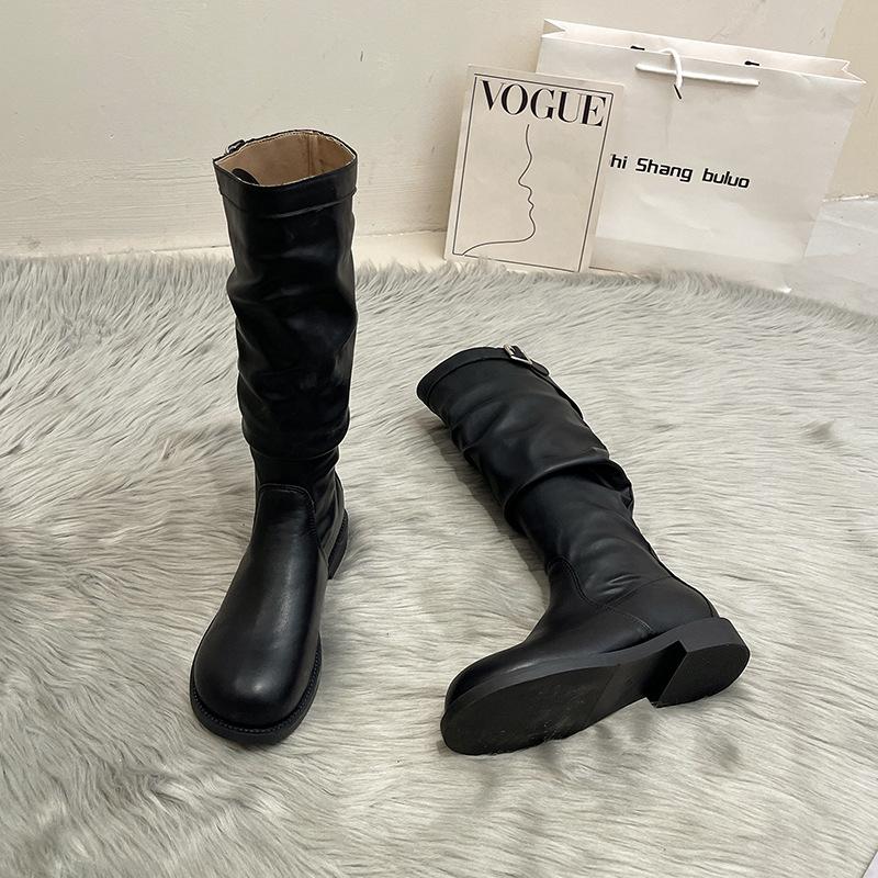 But Knee Boots Women's 2025 Autumn and Winter New Super Fire Thin Knight Boots Versatile Thick-soled British Style Thin Boots Winter