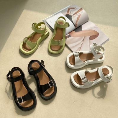 Módny remienok s dvojitou prackou študentské sandále dámske papuče letné platformové topánky femme sandalias kórejské otvorená špička zosilnená podrážka sandales