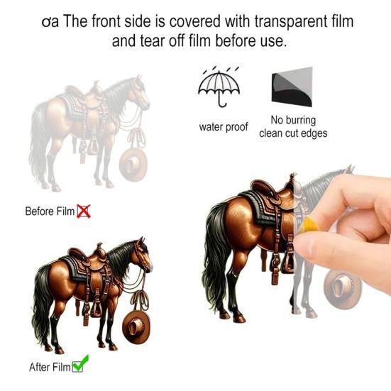 Realistischer Pferde Auto Anhänger 2D Acryl Western Cowboy Pferd Auto Charme Schlüsselanhänger Rückspiegel Dekoration Geschenk für Reitsportliebhaber