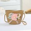 Borsa in paglia con cerniera e fiore per bambina, simpatici accessori per foto, borsa a tracolla intrecciata a mano per bambini, cestino portaoggetti, portamonete, borsa a tracolla