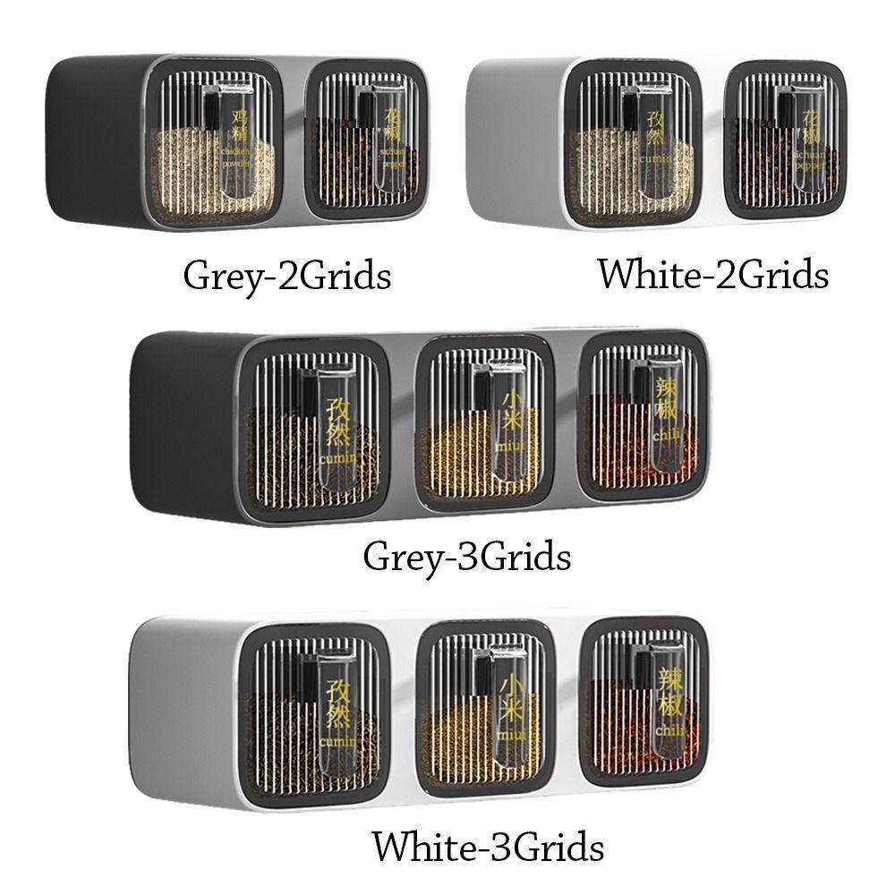 White Grey Seasoning Container 2/3 Grids Kitchen Storage  Kitchen Supplies