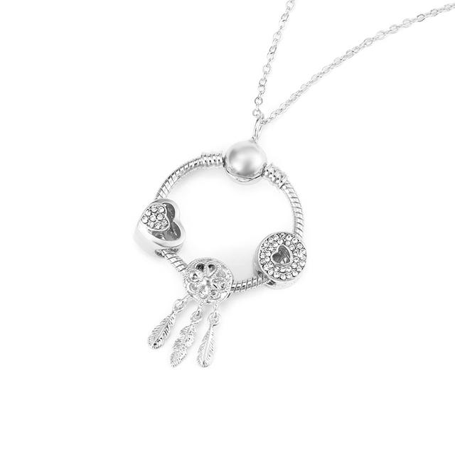 Simple Round Geometric Cubic Zircon Necklace Silver Color Clavicle Chain Union Rainbow Crown Charm Necklace For Women Jewelry