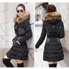 Winter Jacket  with Belt Women Coat Hooded Slim Outwear Woman Long Parka Faux   Fur Cotton Padded