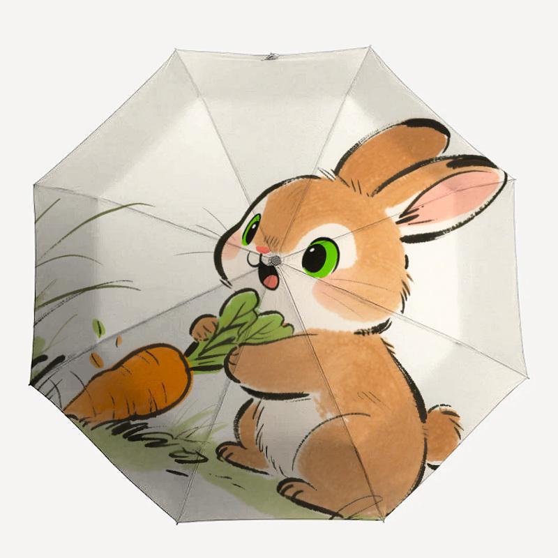

1pc Bunny Carrot Automatic Open/Close Umbrella Compact Folding Umbrella, All-Season Portable Umbrella for Women/Men F1124136
