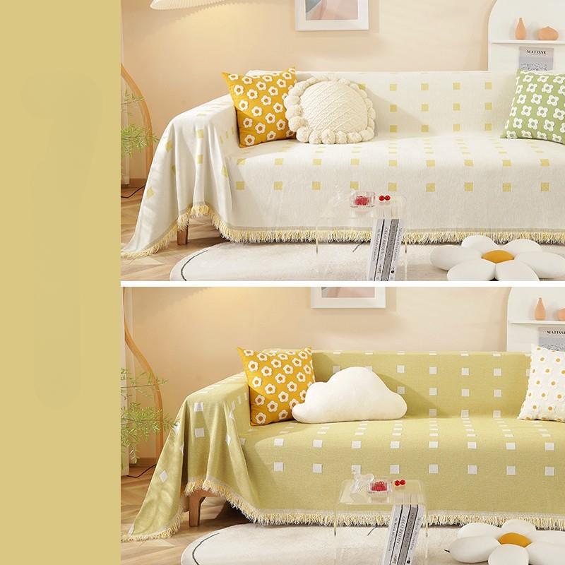 

Двустороннее полотенце для дивана из скандинавской синели, маленькое квадратное клетчатое полотенце для четырех сезонов, универсальный универсальный чехол для диванной подушки, ткань 180*130cm