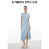 UR2026 Women's Twisted Knot Pleated Slit Slim Dress