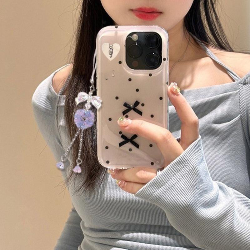 Fashionable Flower Cellphone Charm Butterfly Phone Chain Keyring Accessory Personalized Decoration for Women and Girls