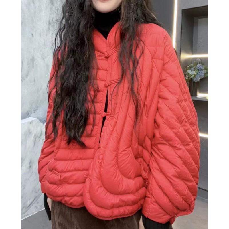 Womens Short Puffer Jacket With Stand Collar Button 90% White Duck Down Fill Lightweight Warm Outerwear