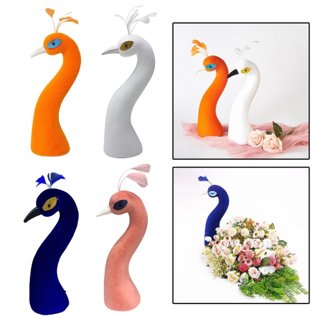 Peacock Mannequin Head Floral Arrangement Decor Flower Basket Ornament Home