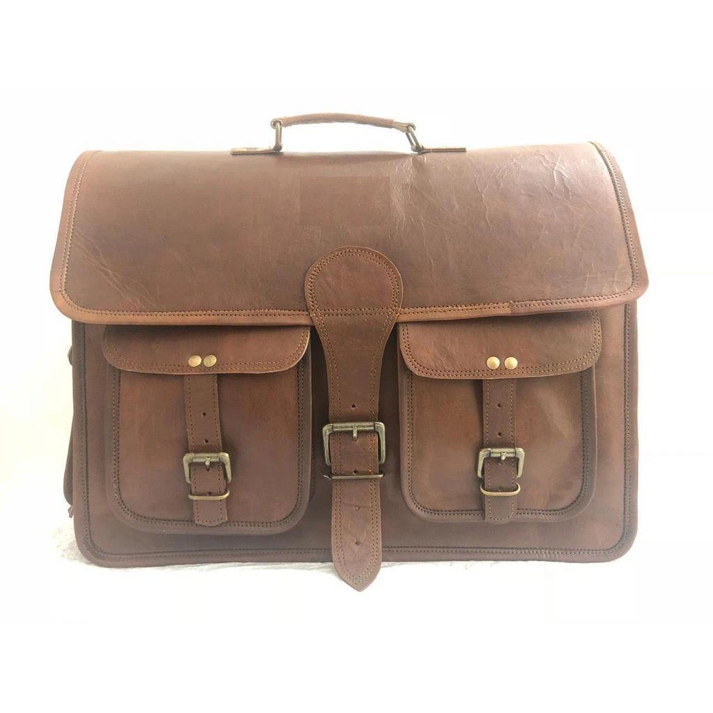 Handcrafted Men's Genuine Leather Vintage Laptop Messenger Briefcase Bag Satchel