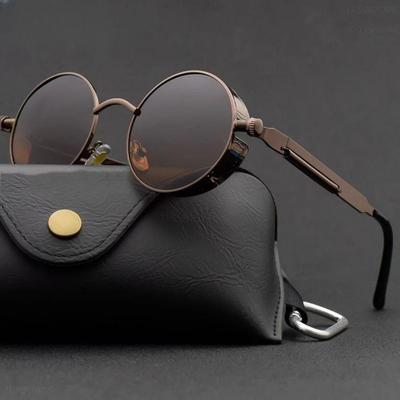 Metalowe okulary przeciwsłoneczne w stylu Steampunk mężczyźni kobiety modne okrągłe okulary marka projektant Vintage okulary przeciwsłoneczne wysokiej jakości óculos De Sol