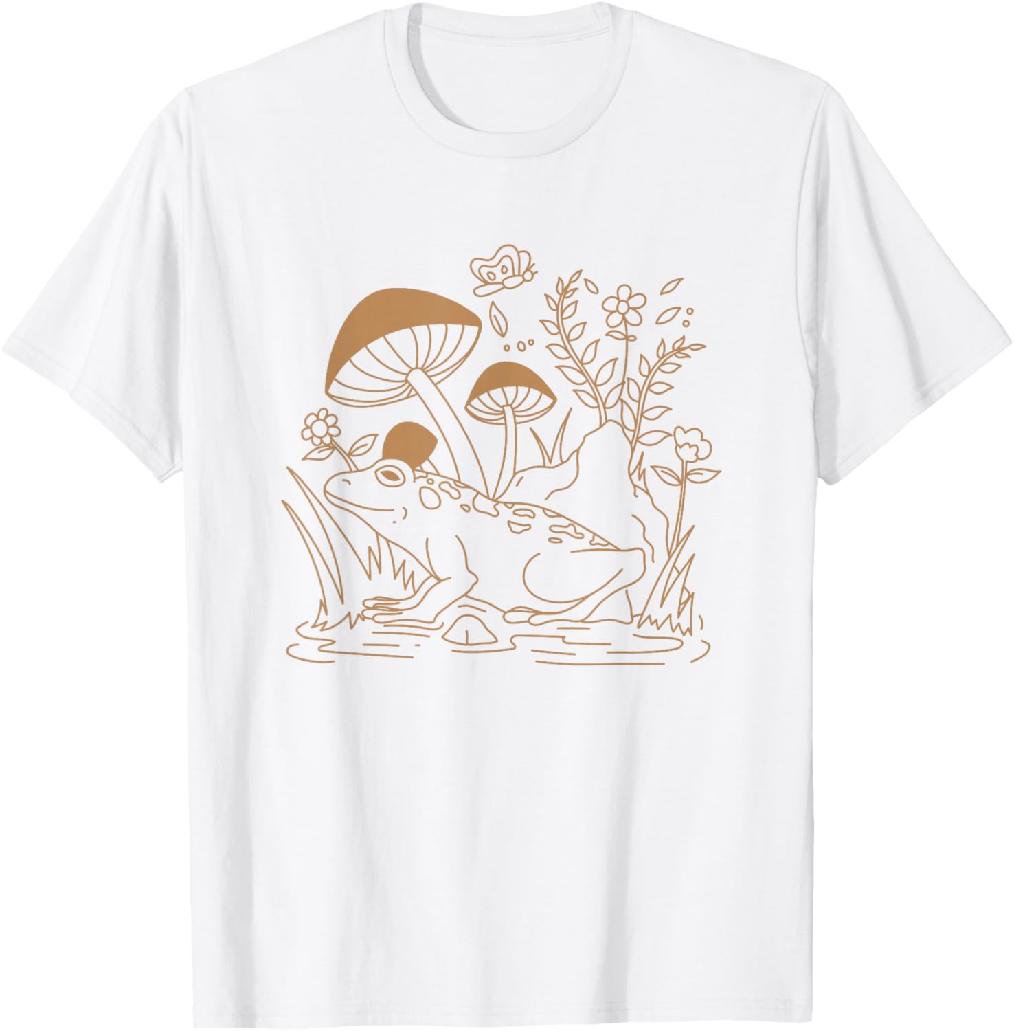 Лягушка Гриб Коттеджкор Гоблинкор Природа Графическая Футболка Унисекс Хлопковая Футболка Повседневная Футболка для Путешествий S