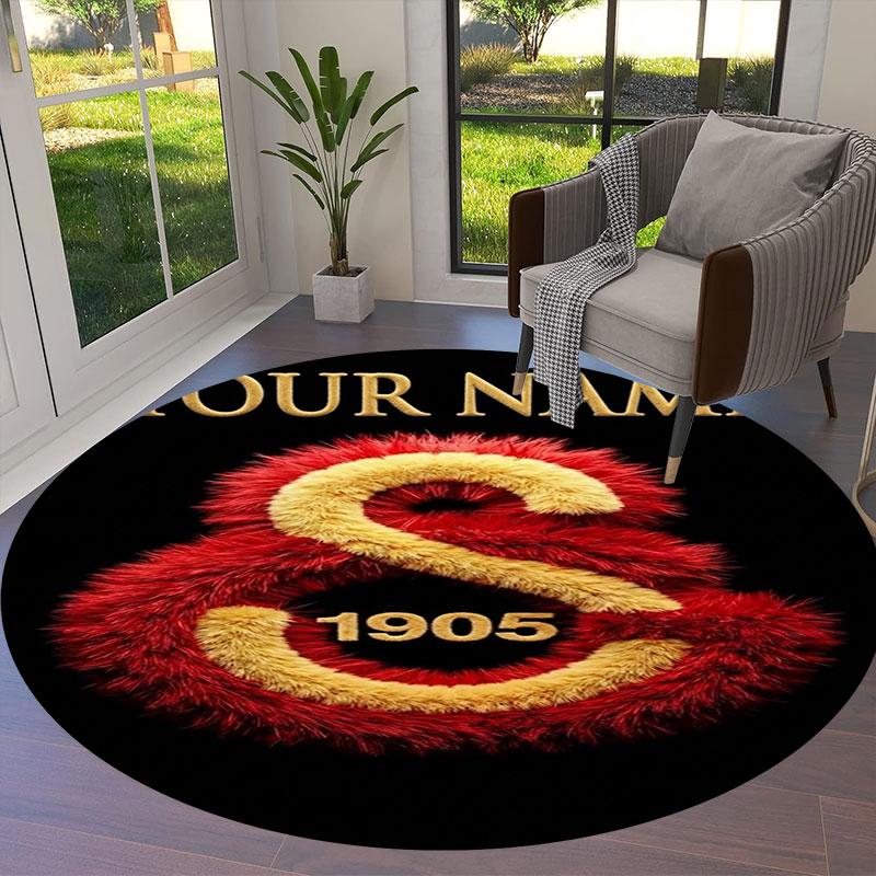Galatasaray S Custom Name Round Area Rug,Carpet Rug for Living Room Bedroom Sofa Playroom Decor,Non-slip Floor Mat