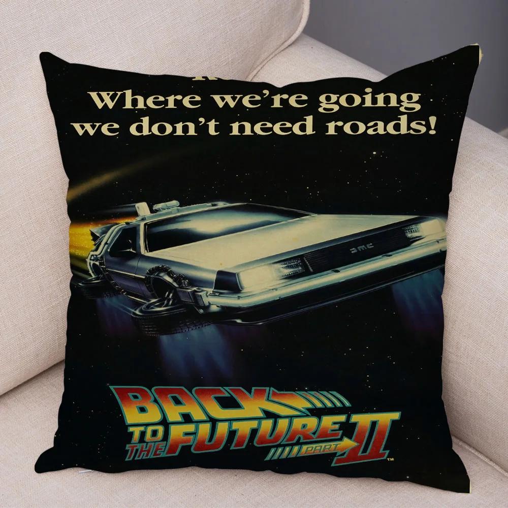 Cartoon Klassiker Film Kissenbezug Deko Zurück in die Zukunft Kissenbezug Superweicher Plüsch Kissenbezug für Sofa Zuhause Auto 45x45cm