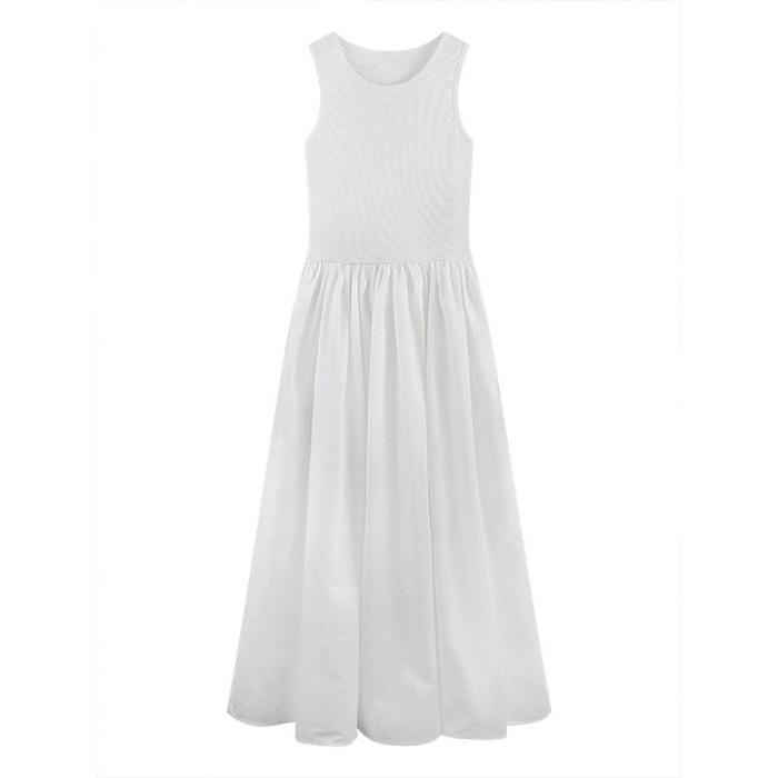 

Black Hepburn style dress, new women s spring summer French sleeveless vest, high-end suspender long dress XL білий