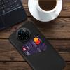For Realme 14 Pro+ 5G Case PU Leather Cloth Texture Hard PC Phone Cover with Card Holder